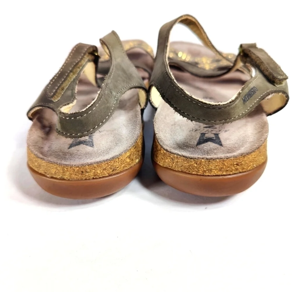 MEPHISTO Women's Gray Suede Leather Strappy Arch Support Wedge Sandal Size 8